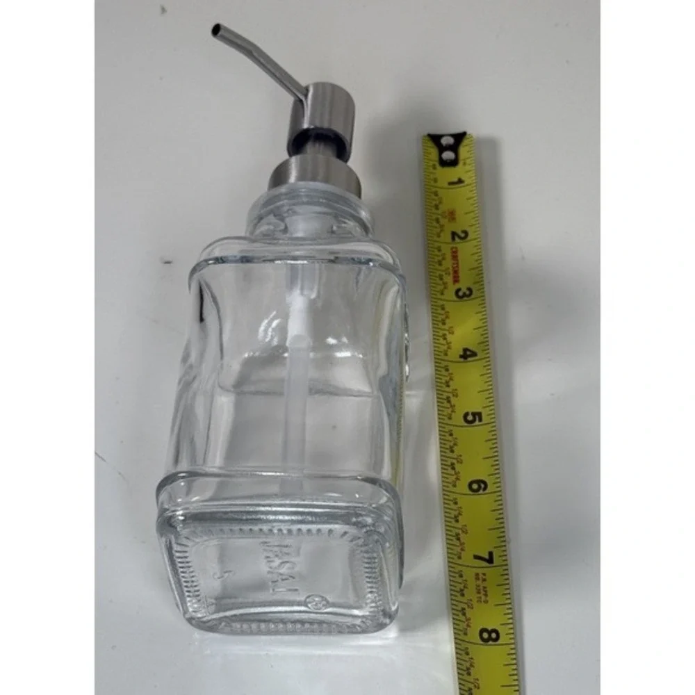 JASAI Antique Glass Soap Dispenser‎ Clear Bottle Stainless Steel Pump New 81-11